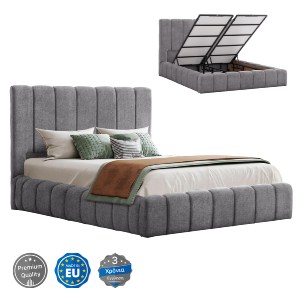 74376 ΚΡΕΒΑΤΙ REMO ΜΕ ΑΠΟΘΗΚΕΥΤΙΚΟ ΧΩΡΟ HM719.22 ΥΦΑΣΜΑ TEDDY ΓΚΡΙ-ΓΙΑ ΣΤΡΩΜΑ 160x200εκ