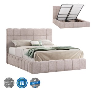 74377 ΚΡΕΒΑΤΙ RAMON ΜΕ ΑΠΟΘ. ΧΩΡΟ HM720.10 ΥΦΑΣΜΑ TEDDY ΜΠΕΖ-ΓΙΑ ΣΤΡΩΜΑ 160x200εκ