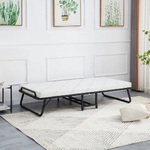 74384 ΚΡΕΒΑΤΙ-ΡΑΝΤΖΟ ΜΕ ΣΤΡΩΜΑ NETTI HM691.01 ΜΕΤΑΛΛΙΚΟ ΜΑΥΡΟ ΜΑΤ 190x76x30Υεκ.