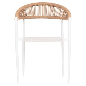 74411 ΠΟΛΥΘΡΟΝΑ BERG HM6284.01 ΑΛΟΥΜΙΝΙΟ & TEXTILENE ΛΕΥΚΟ--P.E.TWISTED RATTAN 55x56x79Υεκ