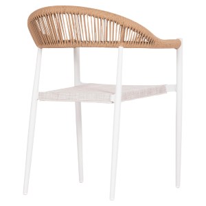 74411 ΠΟΛΥΘΡΟΝΑ BERG HM6284.01 ΑΛΟΥΜΙΝΙΟ & TEXTILENE ΛΕΥΚΟ--P.E.TWISTED RATTAN 55x56x79Υεκ