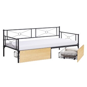 74469 ΚΡΕΒΑΤΙ-ΚΑΝΑΠΕΣ BERNIE HM21120.02 ΜΑΥΡΟΣ ΜΕΤΑΛ.ΣΚΕΛΕΤΟΣ & SONAMA ΣΥΡΤΑΡΙΑ-190x90εκ.
