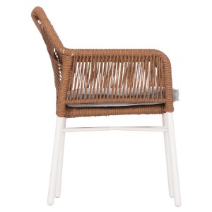 74484 ΠΟΛΥΘΡΟΝΑ TOPIN HM6048.11 ΑΛΟΥΜΙΝΙΟ ΛΕΥΚΟ-P.E. RATTAN ΜΠΕΖ 59x63x81Υεκ
