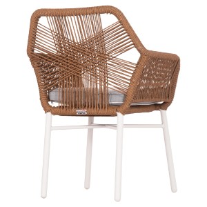 74484 ΠΟΛΥΘΡΟΝΑ TOPIN HM6048.11 ΑΛΟΥΜΙΝΙΟ ΛΕΥΚΟ-P.E. RATTAN ΜΠΕΖ 59x63x81Υεκ
