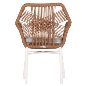 74484 ΠΟΛΥΘΡΟΝΑ TOPIN HM6048.11 ΑΛΟΥΜΙΝΙΟ ΛΕΥΚΟ-P.E. RATTAN ΜΠΕΖ 59x63x81Υεκ