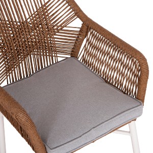 74484 ΠΟΛΥΘΡΟΝΑ TOPIN HM6048.11 ΑΛΟΥΜΙΝΙΟ ΛΕΥΚΟ-P.E. RATTAN ΜΠΕΖ 59x63x81Υεκ