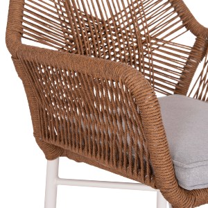 74484 ΠΟΛΥΘΡΟΝΑ TOPIN HM6048.11 ΑΛΟΥΜΙΝΙΟ ΛΕΥΚΟ-P.E. RATTAN ΜΠΕΖ 59x63x81Υεκ