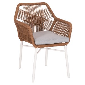 74484 ΠΟΛΥΘΡΟΝΑ TOPIN HM6048.11 ΑΛΟΥΜΙΝΙΟ ΛΕΥΚΟ-P.E. RATTAN ΜΠΕΖ 59x63x81Υεκ