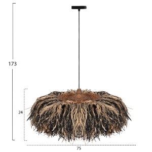 74525 ΦΩΤΙΣΤΙΚΟ ΟΡΟΦΗΣ ORDEM HM4715 ΚΑΠΕΛΟ ΙΝΕΣ SISAL & ΜΠΑΝΑΝΑΣ-ΜΑΥΡΟ & ΦΥΣΙΚΟ Φ75εκ