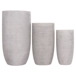 74546 ΣΕΤ 3ΤΜΧ ΓΛΑΣΤΡΕΣ ΚΥΛΙΝΔΡΟΙ ΣΕΙΡΑ GARDENER HM4721 FIBERCLAY-ΧΡΩΜΑ CEMENT Φ42x78Υεκ