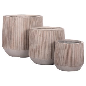 74552 ΣΕΤ 3ΤΜΧ ΓΛΑΣΤΡΕΣ ΣΤΡΟΓΓΥΛΕΣ ΣΕΙΡΑ GARDENER HM4724 FIBERCLAY-ΧΡΩΜΑ CEMENT Φ55x55Υεκ