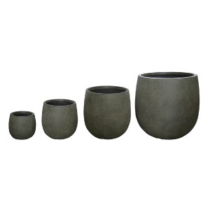 74556 ΣΕΤ 4ΤΜΧ ΓΛΑΣΤΡΕΣ ΣΤΡΟΓΓΥΛΕΣ GARDENER HM4726 FIBERCLAY ΓΚΡΙΖΟΠΡΑΣΙΝΟ Φ55.5x53.5Υεκ
