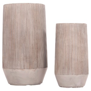 74557 ΣΕΤ 2ΤΜΧ ΓΛΑΣΤΡΕΣ ΚΥΛΙΝΔΡΟΙ ΣΕΙΡΑ GARDENER HM4727 FIBERCLAY-ΧΡΩΜΑ CEMENT Φ35x64Υεκ
