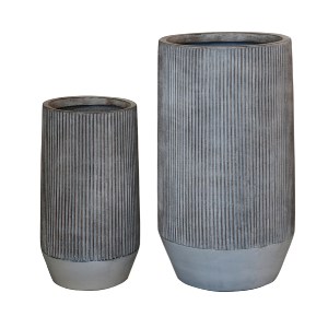 74557 ΣΕΤ 2ΤΜΧ ΓΛΑΣΤΡΕΣ ΚΥΛΙΝΔΡΟΙ ΣΕΙΡΑ GARDENER HM4727 FIBERCLAY-ΧΡΩΜΑ CEMENT Φ36x63.5Υεκ