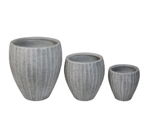 74558 ΣΕΤ 3ΤΜΧ ΓΛΑΣΤΡΕΣ ΣΤΡΟΓΓΥΛΕΣ ΣΕΙΡΑ GARDENER HM4728 FIBERCLAY-ΧΡΩΜΑ CEMENT Φ49.5x56Υεκ