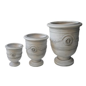 74559 ΣΕΤ 3ΤΜΧ ΓΛΑΣΤΡΕΣ ΜΕ ΑΝΑΓΛΥΦΟ GARDENER HM4729 FIBERCLAY-ΣΕ ΥΠΟΛΕΥΚΟ Φ57.5x72.5Υεκ