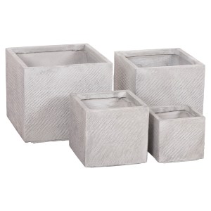74560 ΣΕΤ 4ΤΜΧ ΓΛΑΣΤΡΕΣ ΤΕΤΡΑΓΩΝΕΣ GARDENER HM4730 FIBERCLAY ΓΚΡΙ CEMENT 37x37x32Υεκ.