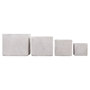 74560 ΣΕΤ 4ΤΜΧ ΓΛΑΣΤΡΕΣ ΤΕΤΡΑΓΩΝΕΣ GARDENER HM4730 FIBERCLAY ΓΚΡΙ CEMENT 37x37x32Υεκ.