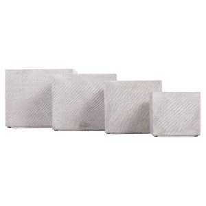 74560 ΣΕΤ 4ΤΜΧ ΓΛΑΣΤΡΕΣ ΤΕΤΡΑΓΩΝΕΣ GARDENER HM4730 FIBERCLAY ΓΚΡΙ CEMENT 37x37x32Υεκ.