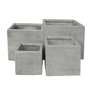 74560 ΣΕΤ 4ΤΜΧ ΓΛΑΣΤΡΕΣ ΤΕΤΡΑΓΩΝΕΣ GARDENER HM4730 FIBERCLAY ΓΚΡΙ CEMENT 37x37x31.5Υεκ.