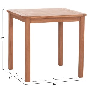 74568 ΤΡΑΠΕΖΙ ΤΕΤΡΑΓΩΝΟ PRESSCOT HM18122 ΞΥΛΟ TEAK--ΦΥΣΙΚΟ 80x80x76Υεκ.