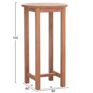 74580 ΤΡΑΠΕΖΙ/ΣΤΑΝΤ ΜΠΑΡ ΣΤΡΟΓΓΥΛΟ PRESSCOT HM18114 ΞΥΛΟ TEAK--ΦΥΣΙΚΟ Φ60x105Υεκ.