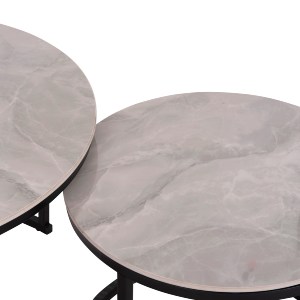 74614 ΤΡΑΠΕΖΙA ΣΑΛΟΝΙΟΥ ΣΕΤ 2ΤΜΧ TALOS HM18140.01 ΓΚΡΙ ΚΕΡΑΜΙΚΟ TOP-ΜΕΤΑΛΛΙΚΑ ΠΟΔΙΑ Φ70x46Υεκ