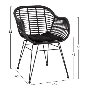 74675 ΣΕΤ ΤΡΑΠΕΖΑΡΙΑΣ 3ΤΜΧ HM11871 ΜΕΤΑΛΛΟ & RATTAN ΣΕ ΜΑΥΡΟ ΧΡΩΜΑ