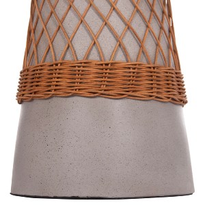 74820 ΒΟΗΘΗΤΙΚΟ ΤΡΑΠΕΖΙ ΣΤΡΟΓΓΥΛΟ DELIA HM18167.03 FIBER CEMENT ΓΚΡΙ & RATTAN Φ40x45Υεκ