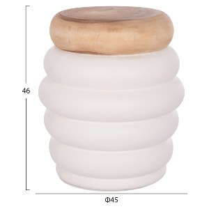 74826 ΤΡΑΠΕΖΙ ΒΟΗΘΗΤΙΚΟ PUFFAT HM18172.02 FIBER CEMENT ΛΕΥΚΟ- ΞΥΛΟ TEAK TOP Φ45x46Υεκ.