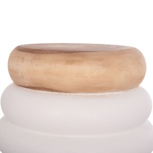 74826 ΤΡΑΠΕΖΙ ΒΟΗΘΗΤΙΚΟ PUFFAT HM18172.02 FIBER CEMENT ΛΕΥΚΟ- ΞΥΛΟ TEAK TOP Φ45x46Υεκ.