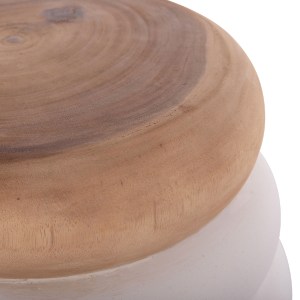 74826 ΤΡΑΠΕΖΙ ΒΟΗΘΗΤΙΚΟ PUFFAT HM18172.02 FIBER CEMENT ΛΕΥΚΟ- ΞΥΛΟ TEAK TOP Φ45x46Υεκ.