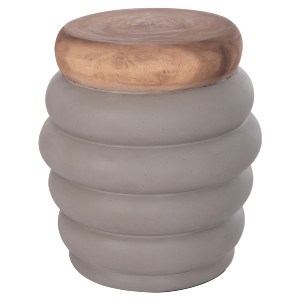 74827 ΤΡΑΠΕΖΙ ΒΟΗΘΗΤΙΚΟ PUFFAT HM18172.03 FIBER CEMENT ΓΚΡΙ- ΞΥΛΟ TEAK TOP Φ45x46Υεκ.