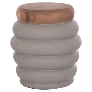 74827 ΤΡΑΠΕΖΙ ΒΟΗΘΗΤΙΚΟ PUFFAT HM18172.03 FIBER CEMENT ΓΚΡΙ- ΞΥΛΟ TEAK TOP Φ45x46Υεκ.