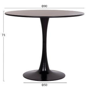 74850 ΤΡΑΠΕΖΙ ΣΤΡΟΓΓΥΛΟ BROLIN HM18141.02 MDF TOP-ΒΑΣΗ ΜΕΤΑΛΛΙΚΗ--ΜΑΥΡΟ Φ90x73Υεκ
