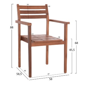 74852 ΠΟΛΥΘΡΟΝΑ KEMPO HM6358 ΞΥΛΟ TEAK ΣΕ ΦΥΣΙΚΟ--58x58,5x88Υεκ.