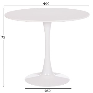 74913 ΤΡΑΠΕΖΙ ΣΤΡΟΓΓΥΛΟ BROLIN HM18141.01 MDF TOP-ΒΑΣΗ ΜΕΤΑΛΛΙΚΗ--ΛΕΥΚΟ Φ90x73Υεκ