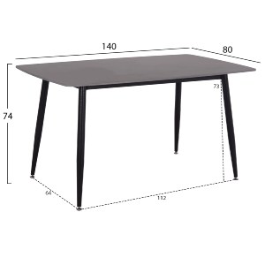 74915 ΤΡΑΠΕΖΙ RAVEN HM18149.02 ΚΕΡΑΜΙΚΟ TOP ΑΝΘΡΑΚΙ ΜΑΡΜΑΡΟ-ΜΑΥΡΟ ΜΕΤΑΛΛΟ 140x80x74Υεκ.