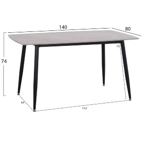 74917 ΤΡΑΠΕΖΙ RAVEN HM18149.13 ΚΕΡΑΜΙΚΟ TOP ΓΚΡΙ ΜΑΡΜΑΡΟ-ΜΑΥΡΟ ΜΕΤΑΛΛΟ 140x80x74Υεκ.