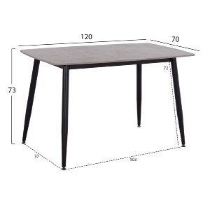 74922 ΤΡΑΠΕΖΙ RAVEN HM9854.13 ΚΕΡΑΜΙΚΟ TOP ΓΚΡΙ ΜΑΡΜΑΡΟ-ΜΑΥΡΟ ΜΕΤΑΛΛΟ 120x70x73Υεκ.