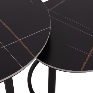 74923 ΤΡΑΠΕΖΙ ΣΑΛΟΝΙΟΥ 2ΤΜΧ TALOS HM18140.02 ΜΑΥΡΟ ΚΕΡΑΜΙΚΟ TOP-ΜΕΤΑΛΛΙΚΑ ΠΟΔΙΑ Φ70x45,5Υ