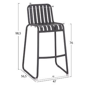74932 ΣΚΑΜΠΟ ΜΠΑΡ ΑΛΟΥΜΙΝΙΟΥ RACHEL HM6341.01 ΓΚΡΙ 47x56,5x98,5Υεκ.