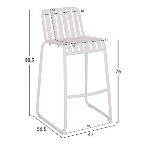 74933 ΣΚΑΜΠΟ ΜΠΑΡ ΑΛΟΥΜΙΝΙΟΥ RACHEL HM6341.02 ΛΕΥΚΟ 47x56,5x98,5Υεκ.