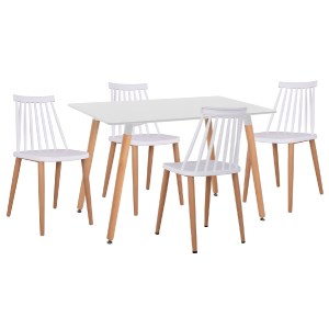 74937 ΣΕΤ ΤΡΑΠΕΖΑΡΙΑΣ 5ΤΜΧ MINIMAL HM21172 MDF TOP ΣΕ ΛΕΥΚΟ-ΣΚΕΛΕΤΟΣ ΣΕ ΦΥΣΙΚΟ ΞΥΛΟΥ