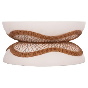 74945 ΤΡΑΠΕΖΙ ΣΑΛΟΝΙΟΥ ANNA HM18157.02 FIBER CEMENT ΛΕΥΚΟ-ΦΥΣΙΚΟ RATTAN--Φ92x44.5Υεκ