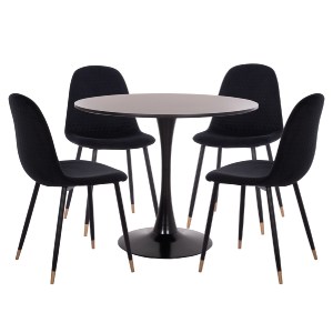 74954 ΣΕΤ ΤΡΑΠΕΖΑΡΙΑΣ 5ΤΜΧ BROLIN HM21191 MDF TOP-ΜΕΤΑΛΛΙΚΑ ΠΟΔΙΑ-ΒΕΛΟΥΔΟ--ΜΑΥΡΟ