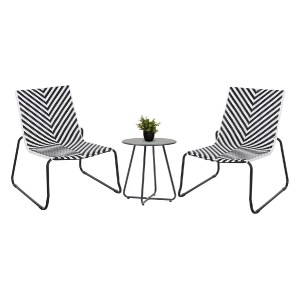 74956 ΣΕΤ LOUNGE 3TMX ΕΞ.ΧΩΡΟΥ PONY HM21193 ΜΕΤΑΛΛΟ ΣΕ ΓΚΡΙ--ΣΥΝΘ.RATTAN ΣΕ ΛΕΥΚΟ-ΜΑΥΡΟ