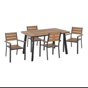 74982 ΣΕΤ ΤΡΑΠΕΖΑΡΙΑΣ TABER HM21197 ΤΡΑΠΕΖΙ & 4 ΠΟΛΥΘΡΟΝΕΣ-ΑΛΟΥΜΙΝΙΟ & POLYWOOD-ΑΝΘΡΑΚΙ
