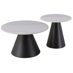 75000 ΤΡΑΠΕΖΙΑ ΣΑΛΟΝΙΟΥ RIDGE HM18266.01 ΚΕΡΑΜΙΚΑ TOP ΜΕ ΟΨΗ ΛΕΥΚΟΥ ΜΑΡΜΑΡΟΥ Φ50εκ & Φ70εκ