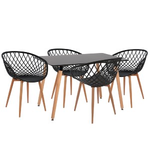 75022 ΣΕΤ ΤΡΑΠΕΖΑΡΙΑΣ 5ΤΜΧ ARIADNE HM21174 MDF TOP & ΠΟΛΥΠΡΟΠΥΛΕΝΙΟ ΣΕ ΜΑΥΡΟ